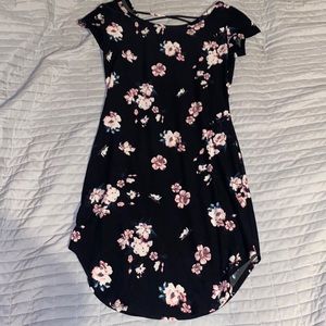 No boundaries, black with floral print mini dress